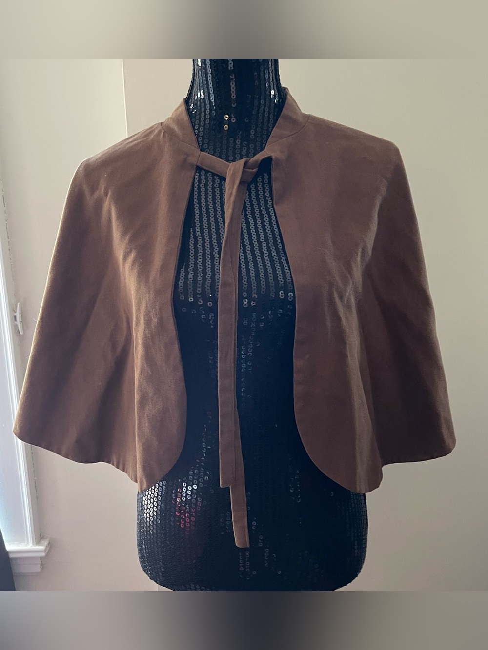 Hand Made Brown Tie-Front Cape
